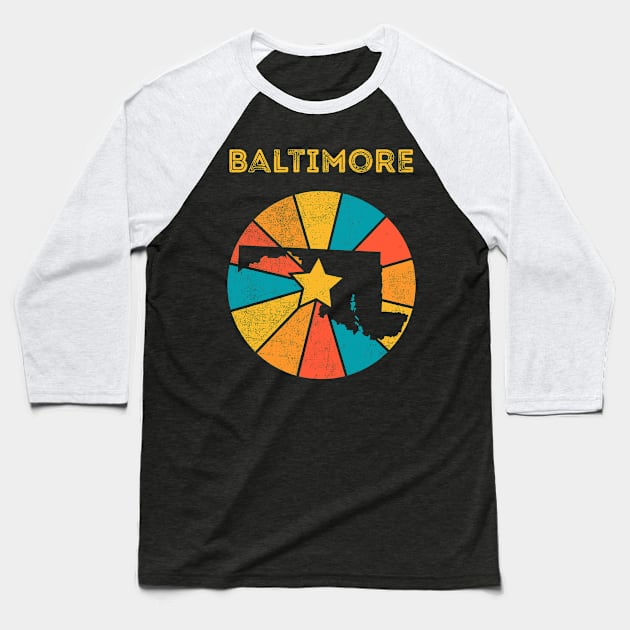 Baltimore Maryland Vintage Distressed Souvenir Baseball T-Shirt by NickDezArts